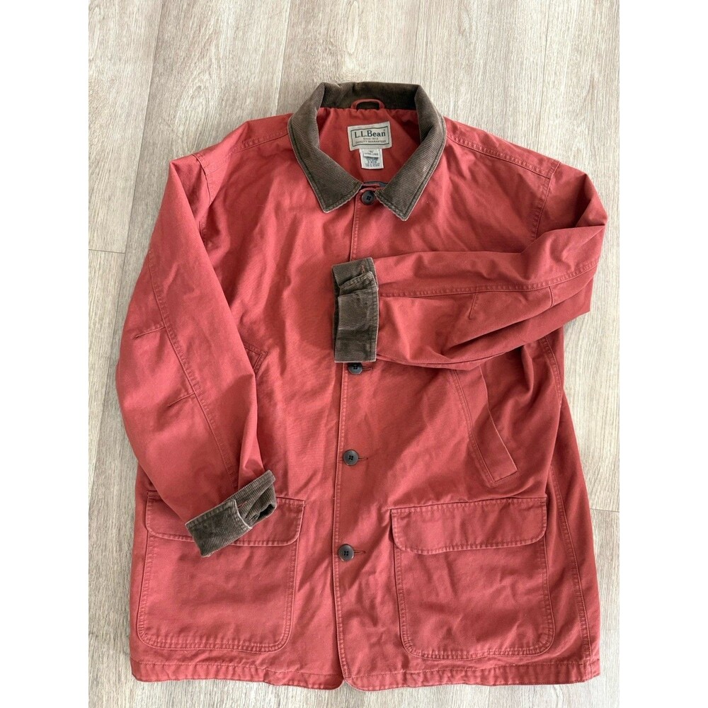 Men’s XL LL Bean Barn Chore Jacket Coat Red Brown Outdoor Workwear Canvas Brown